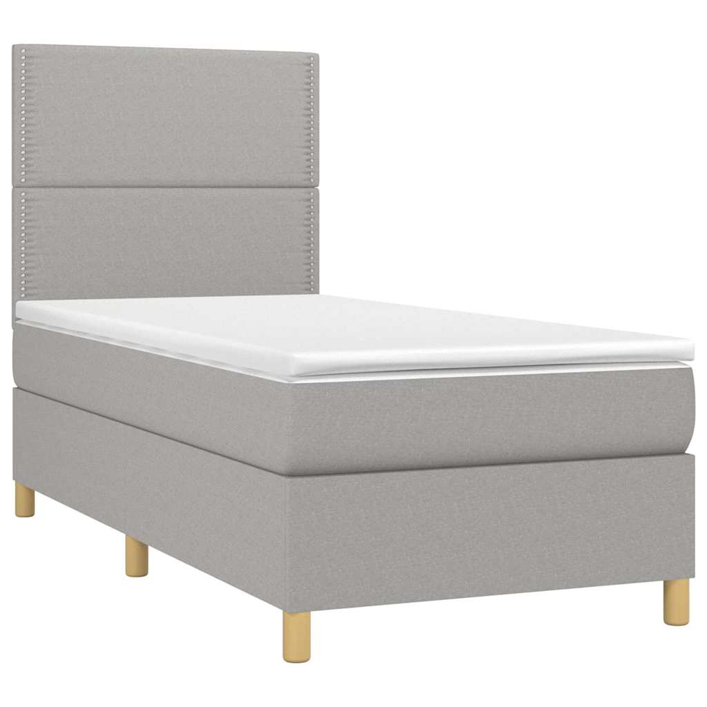 Sommier à lattes de lit et matelas et LED Gris clair 100x200 cm
