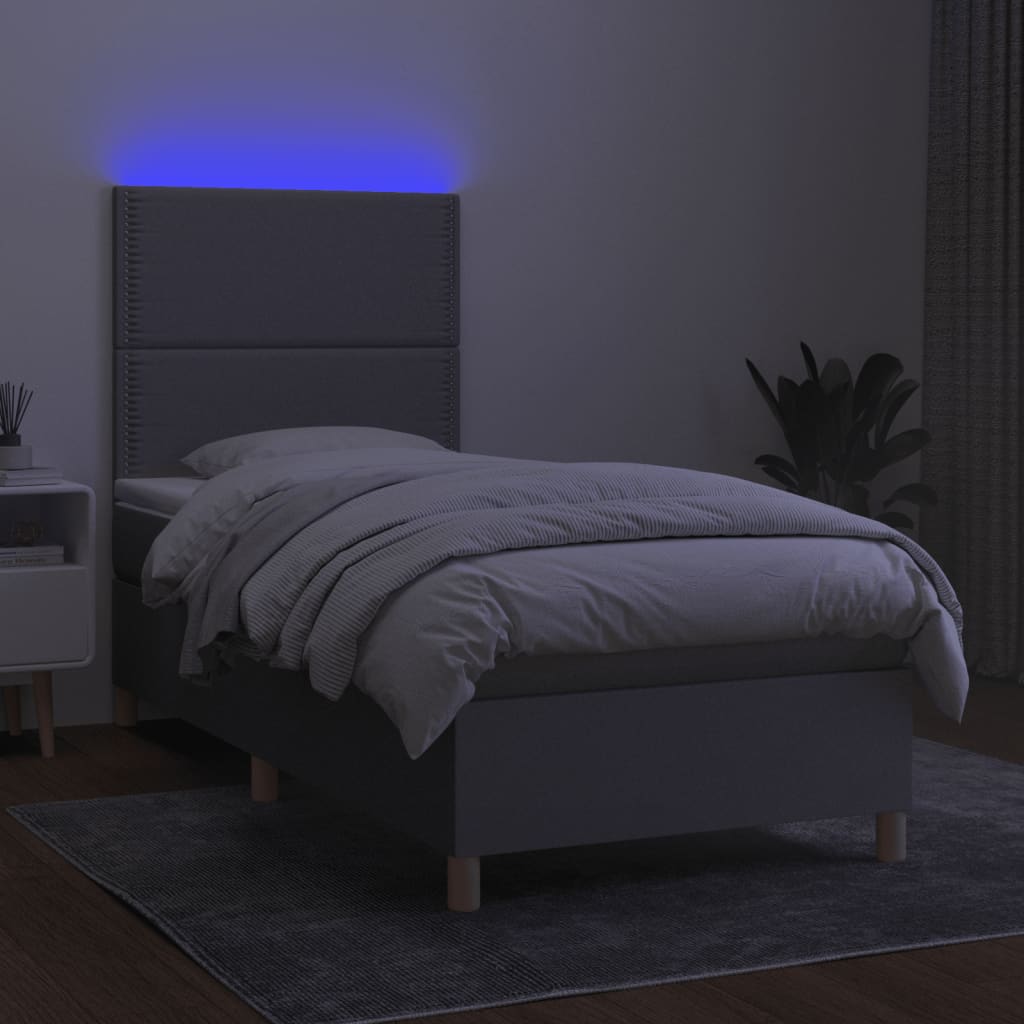 Sommier à lattes de lit et matelas et LED Gris clair 100x200 cm - XIOS