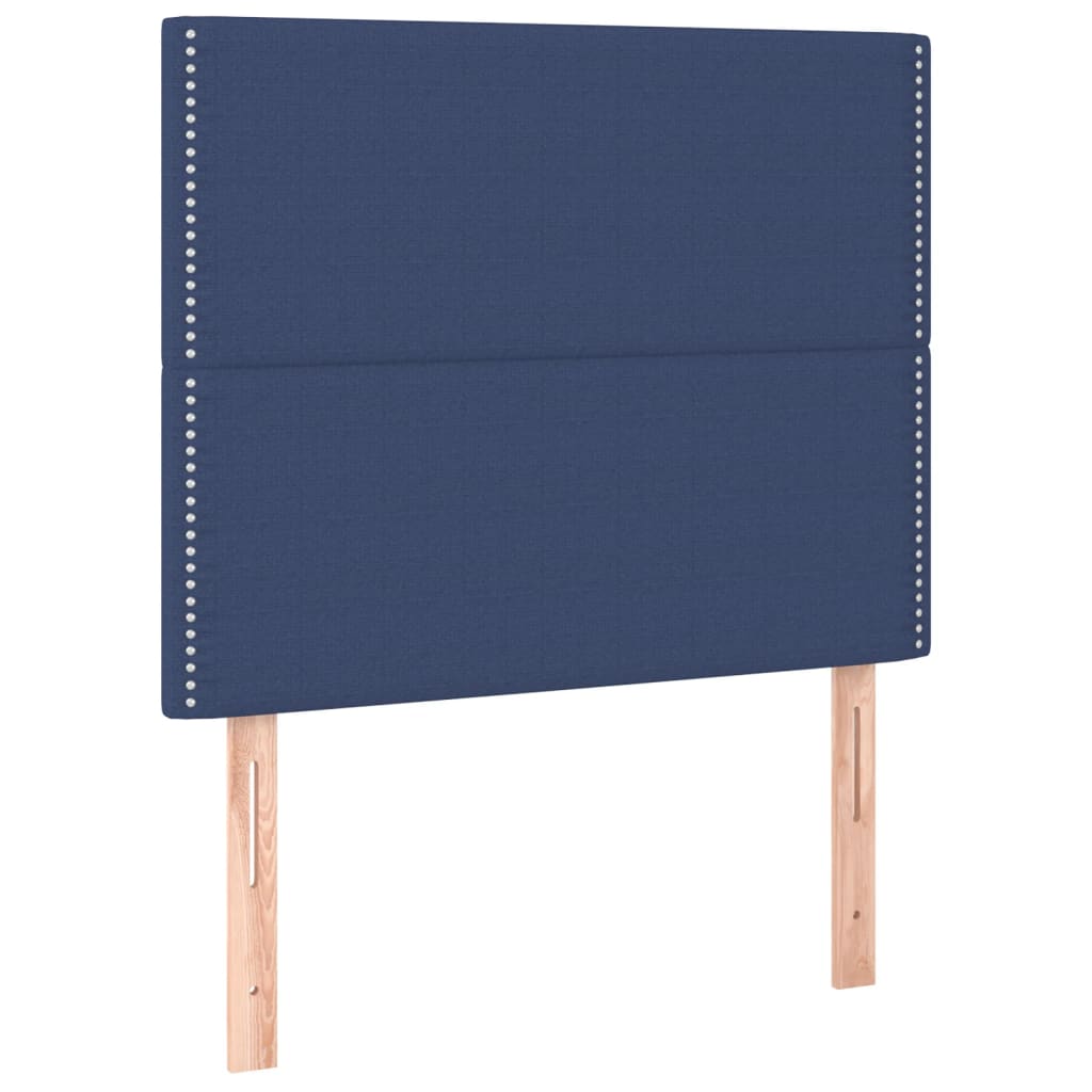 Sommier à lattes de lit et matelas et LED Bleu 100x200 cm Tissu - XIOS