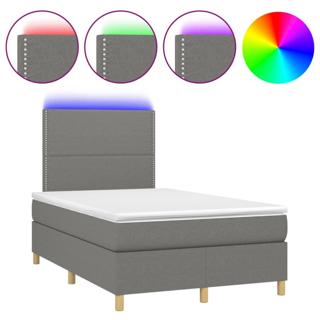Sommier à lattes de lit et matelas et LED Gris foncé 120x200 cm - XIOS