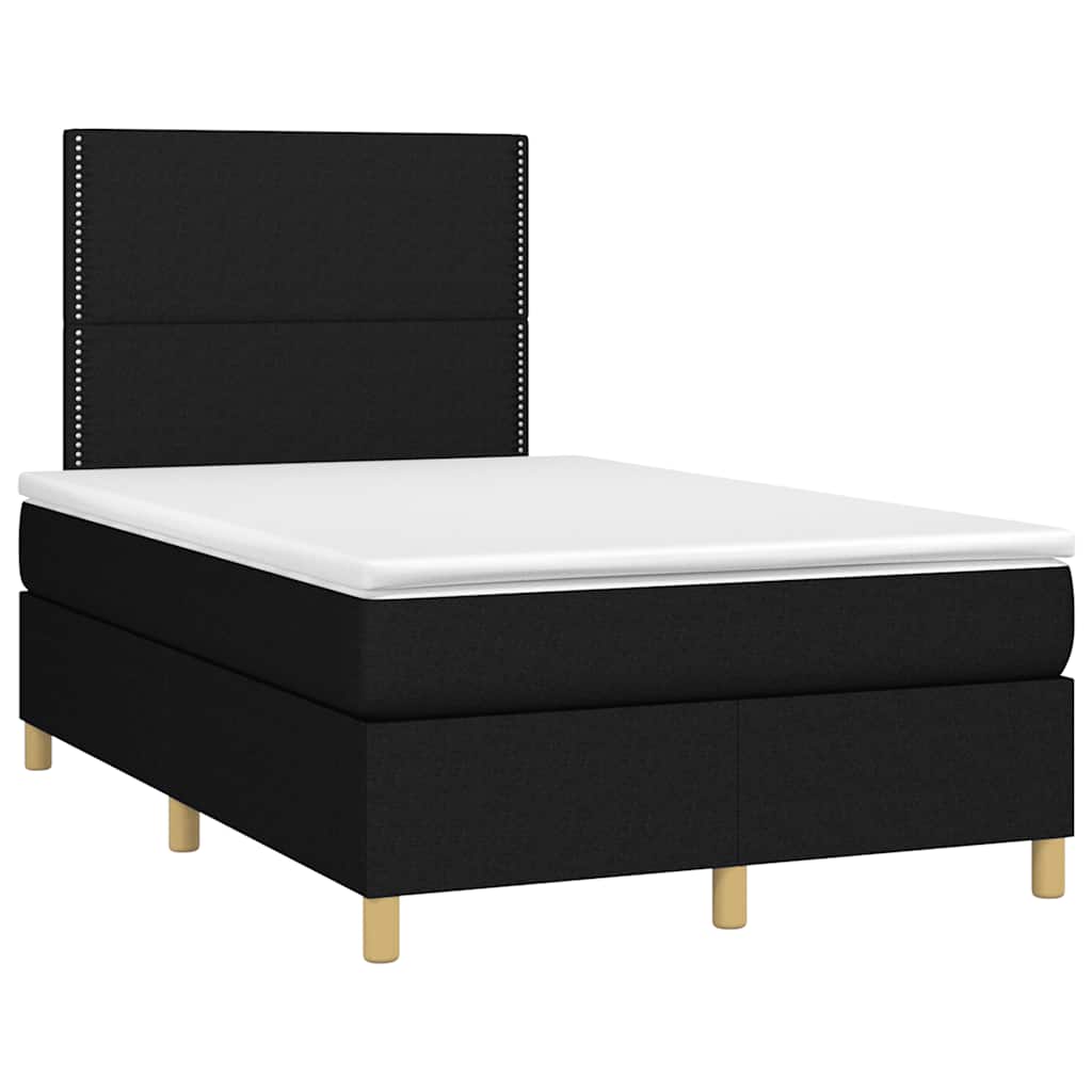 Sommier à lattes de lit et matelas et LED Noir 120x200 cm Tissu - XIOS