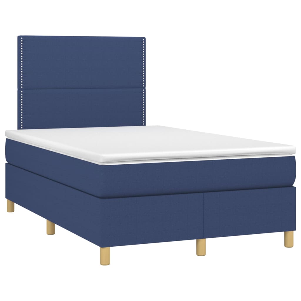 Sommier à lattes de lit et matelas et LED Bleu 120x200 cm Tissu - XIOS