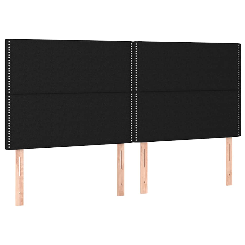 Sommier à lattes de lit et matelas et LED Noir 160x200 cm Tissu - XIOS