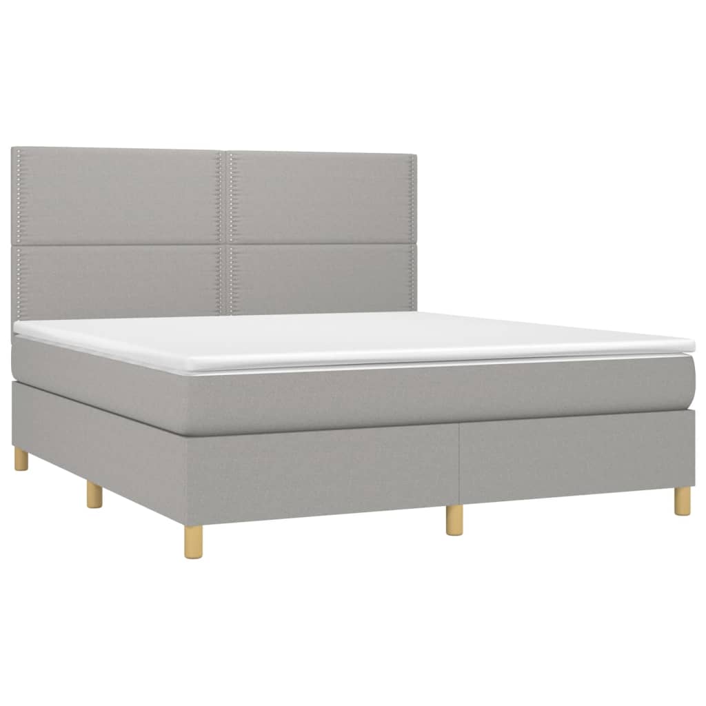 Sommier à lattes de lit et matelas et LED Gris clair 180x200 cm - XIOS