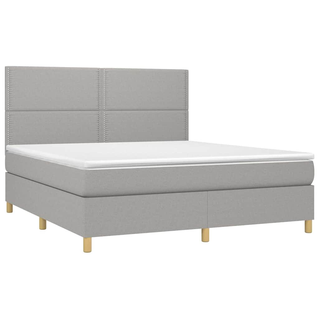Sommier à lattes de lit et matelas et LED Gris clair 180x200 cm