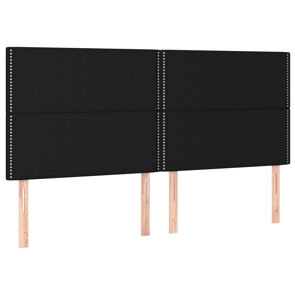 Sommier à lattes de lit et matelas et LED Noir 180x200 cm Tissu - XIOS