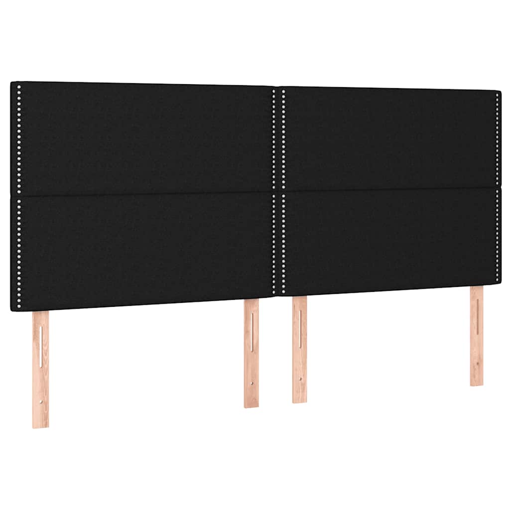 Sommier à lattes de lit et matelas et LED Noir 180x200 cm Tissu - XIOS