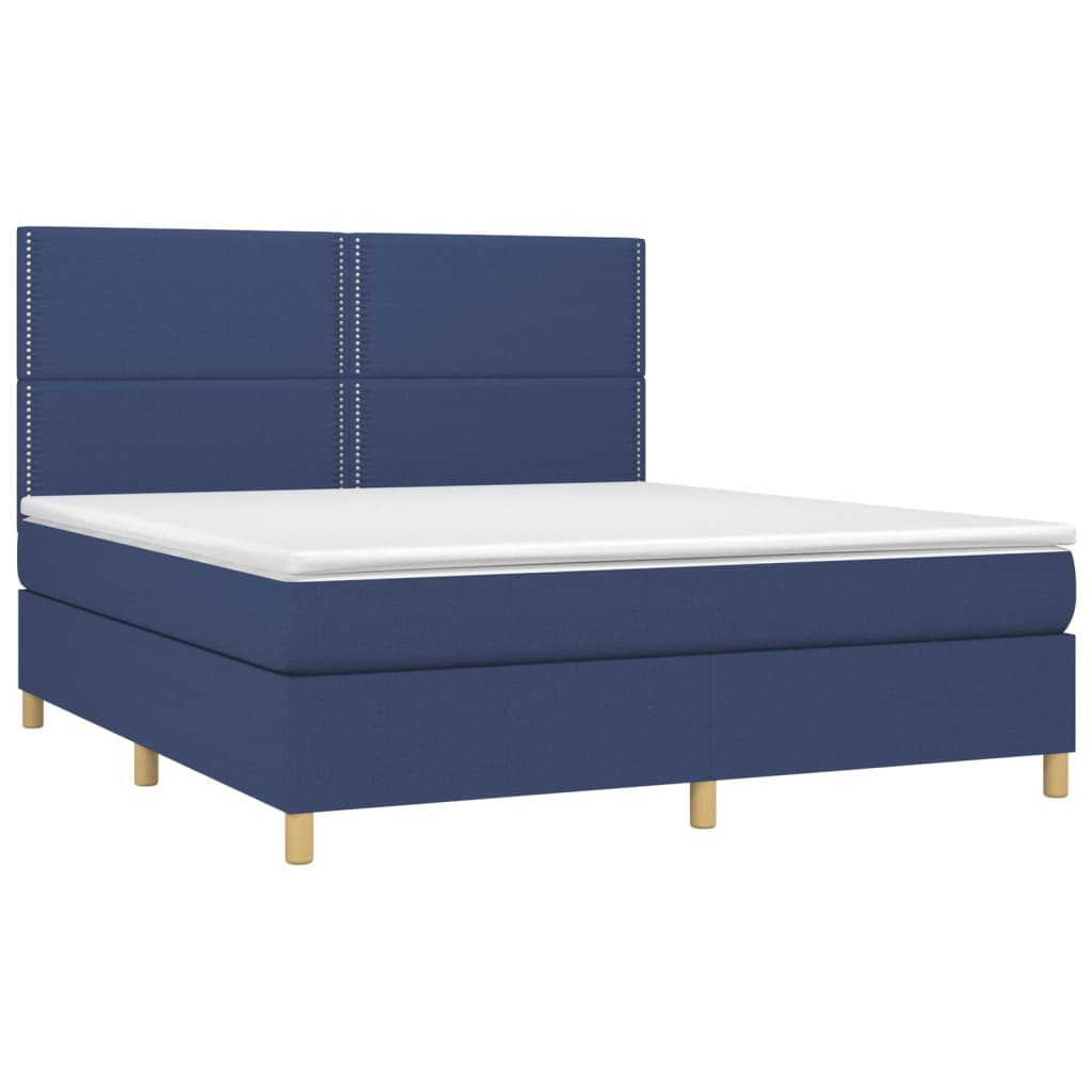 Sommier à lattes de lit et matelas et LED Bleu 180x200 cm Tissu - XIOS