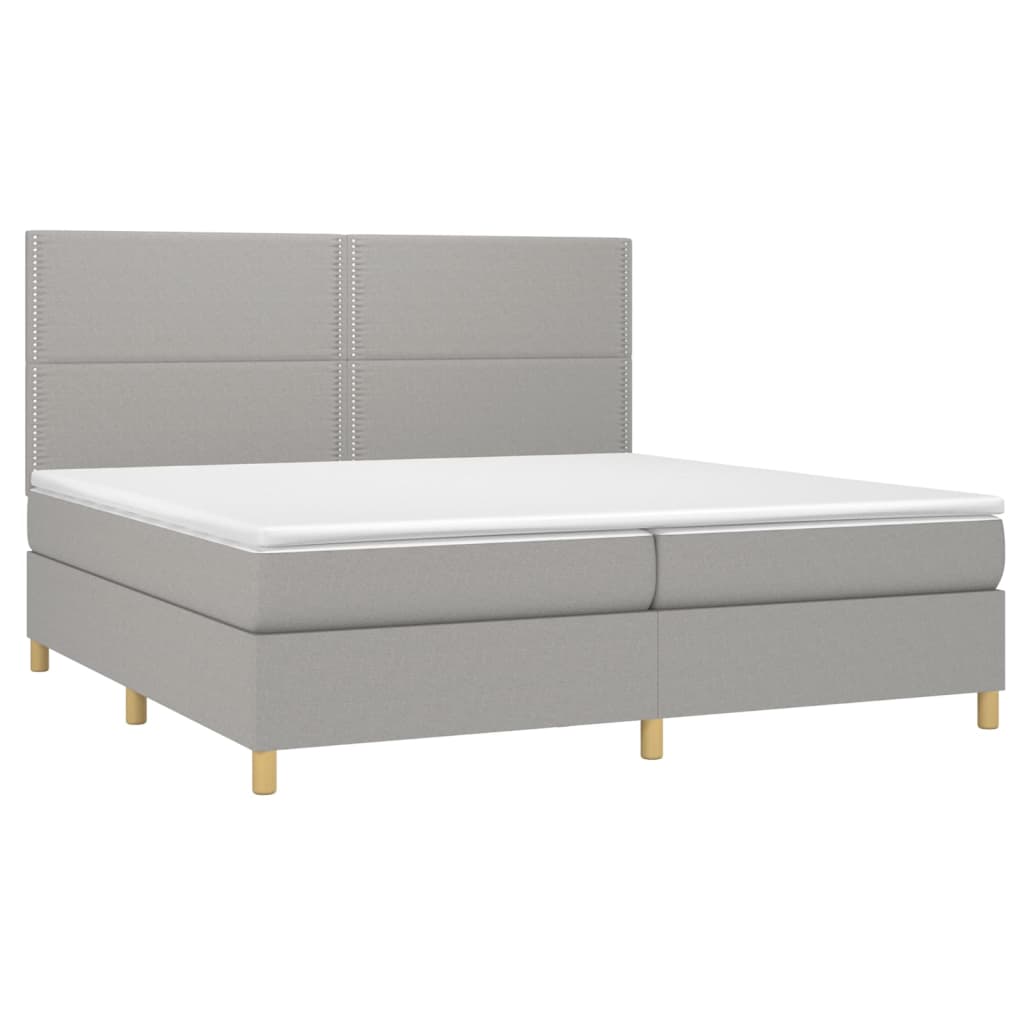 Sommier à lattes de lit matelas et LED Gris clair 200x200 cm - XIOS