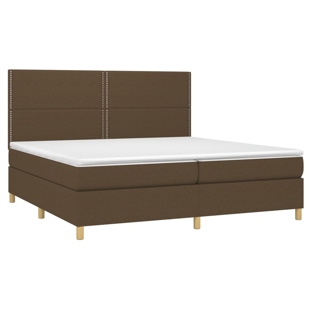 Sommier à lattes de lit matelas et LED Marron foncé 200x200 cm - XIOS