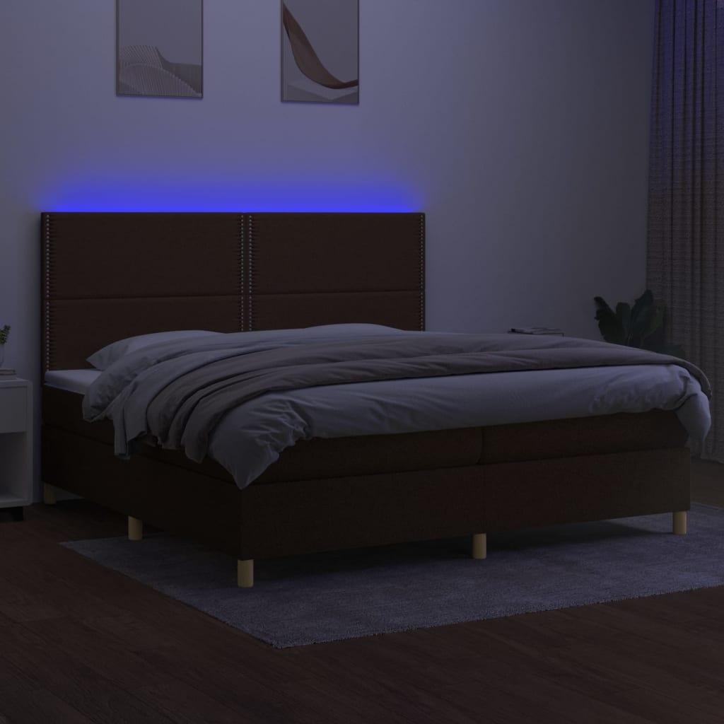Sommier à lattes de lit matelas et LED Marron foncé 200x200 cm - XIOS