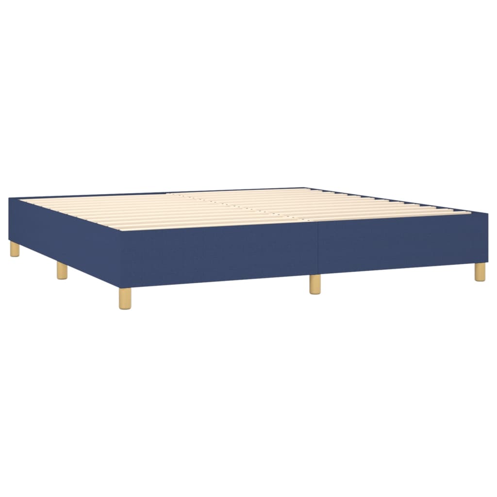 Sommier à lattes de lit et matelas et LED Bleu 200x200 cm Tissu - XIOS