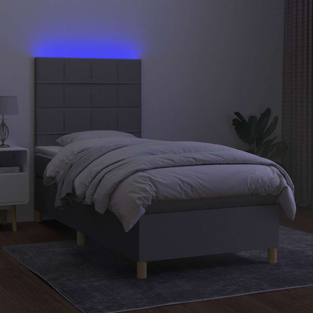 Sommier à lattes de lit et matelas et LED Gris clair 80x200cm