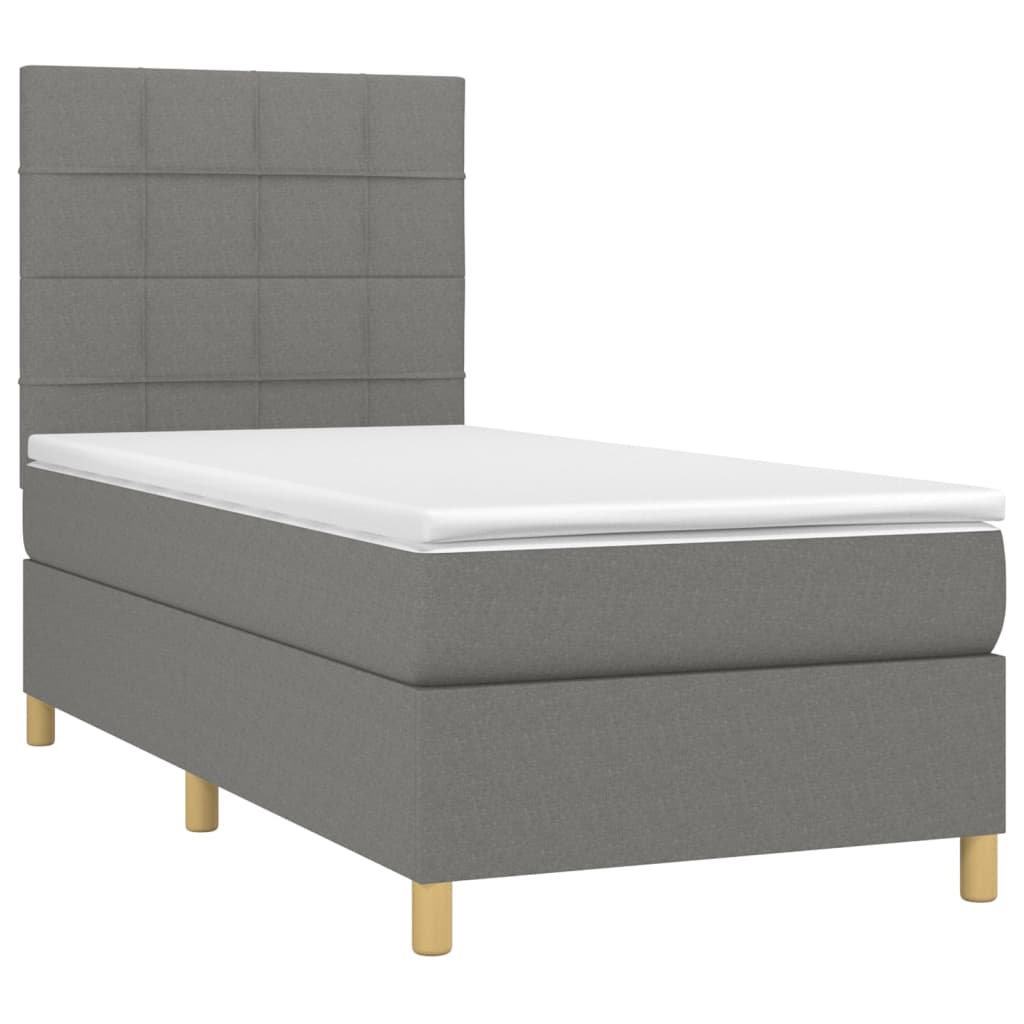 Sommier à lattes de lit et matelas et LED Gris foncé 90x190cm - XIOS