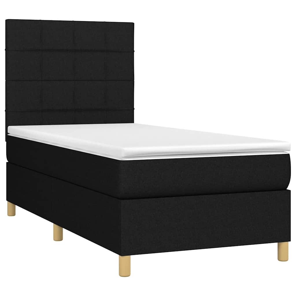 Sommier à lattes de lit et matelas et LED Noir 90x190 cm Tissu - XIOS