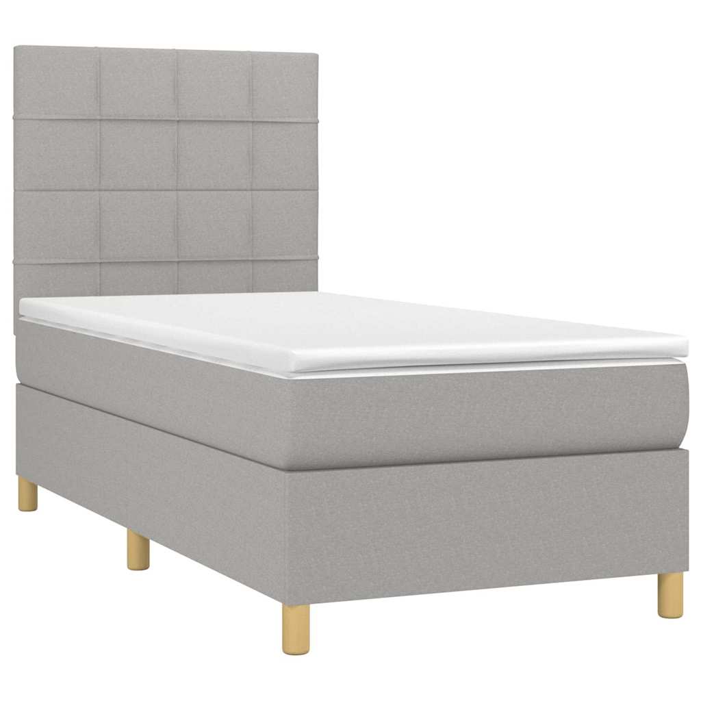 Sommier à lattes de lit et matelas et LED Gris clair 90x200 cm