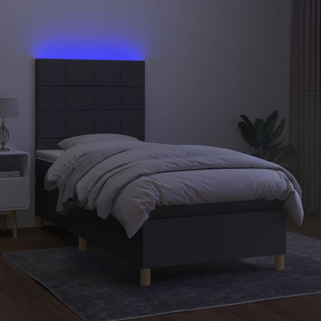 Sommier à lattes de lit et matelas et LED Gris foncé 100x200 cm - XIOS