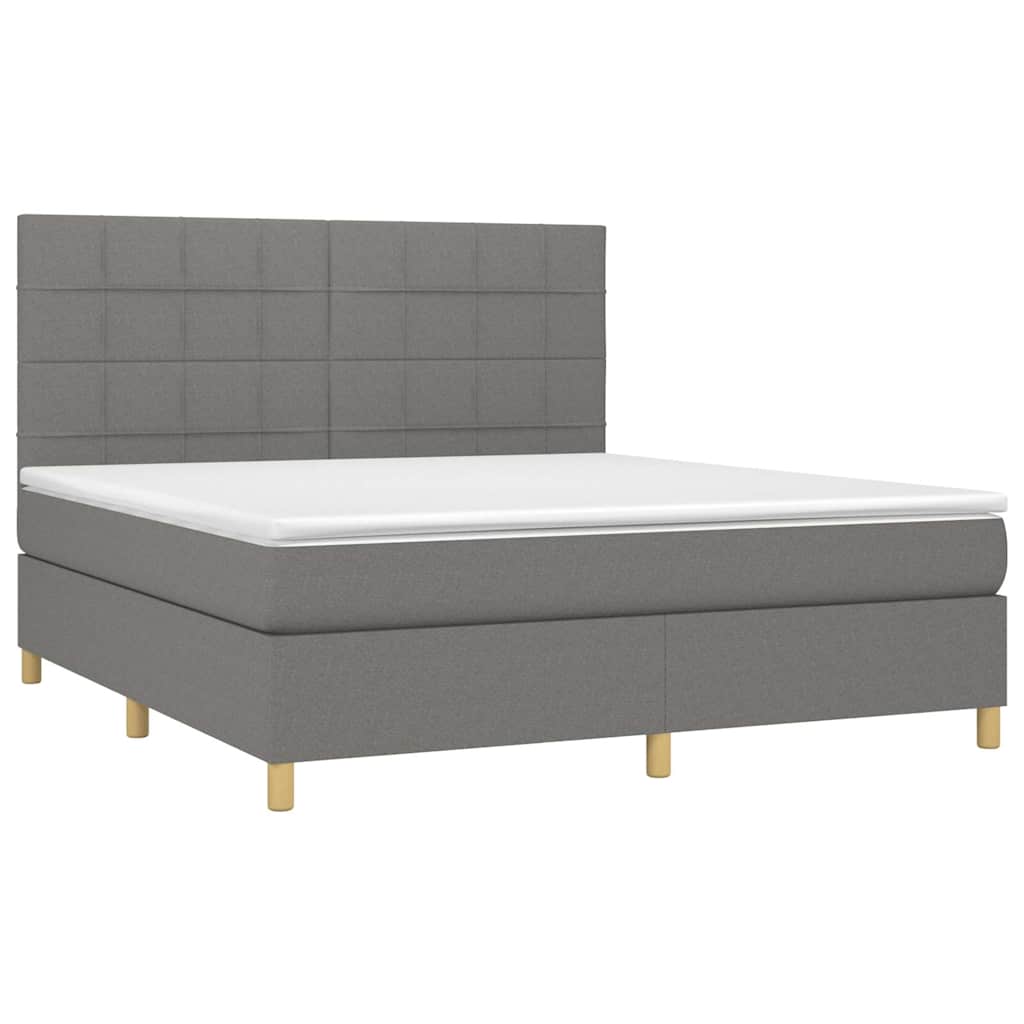 Sommier à lattes de lit et matelas et LED Gris foncé 160x200 cm