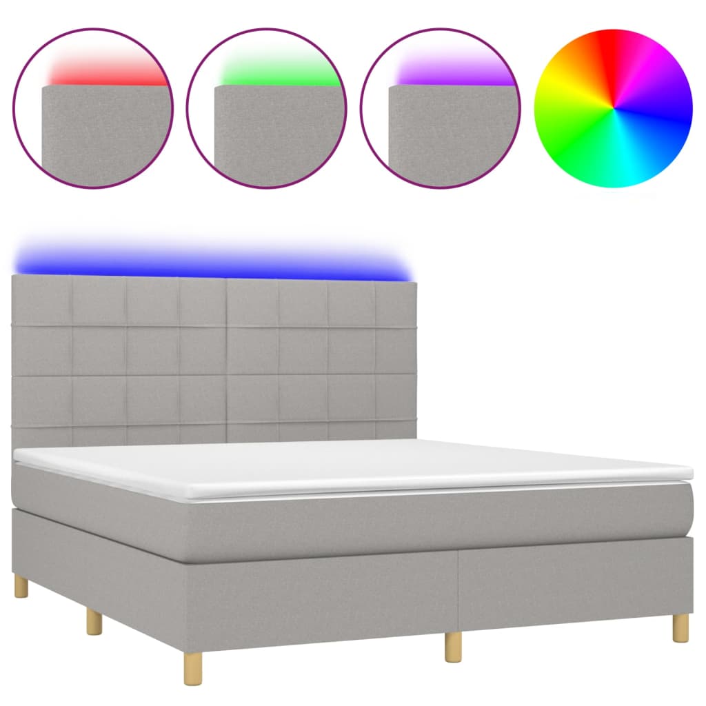 Sommier à lattes de lit et matelas et LED Gris clair 180x200 cm - XIOS