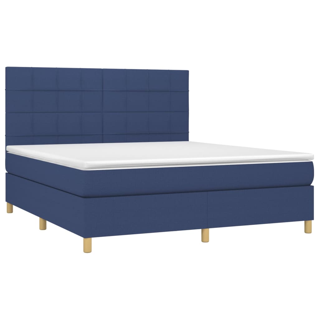 Sommier à lattes de lit et matelas et LED Bleu 180x200 cm Tissu - XIOS