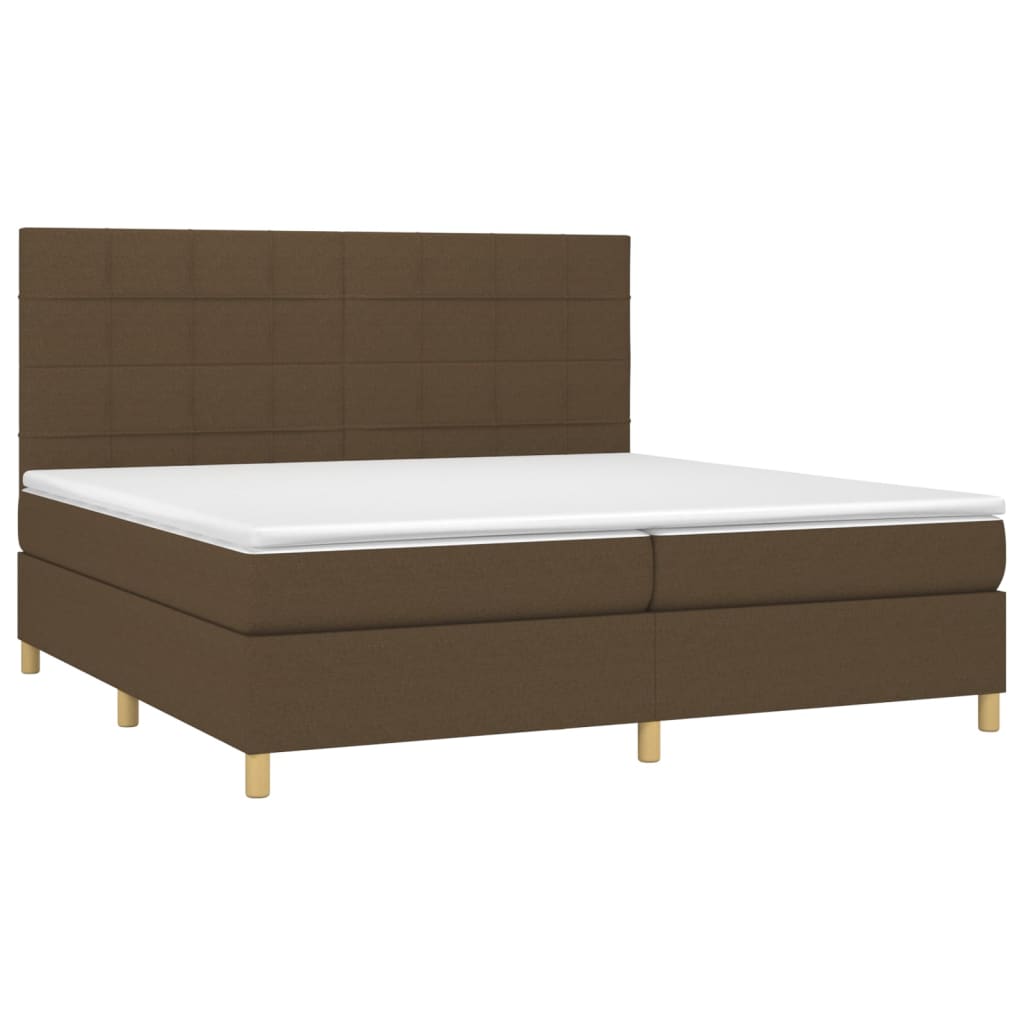 Sommier à lattes de lit matelas et LED Marron foncé 200x200 cm - XIOS