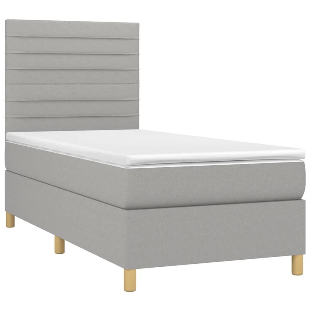 Sommier à lattes de lit et matelas et LED Gris clair 80x200cm