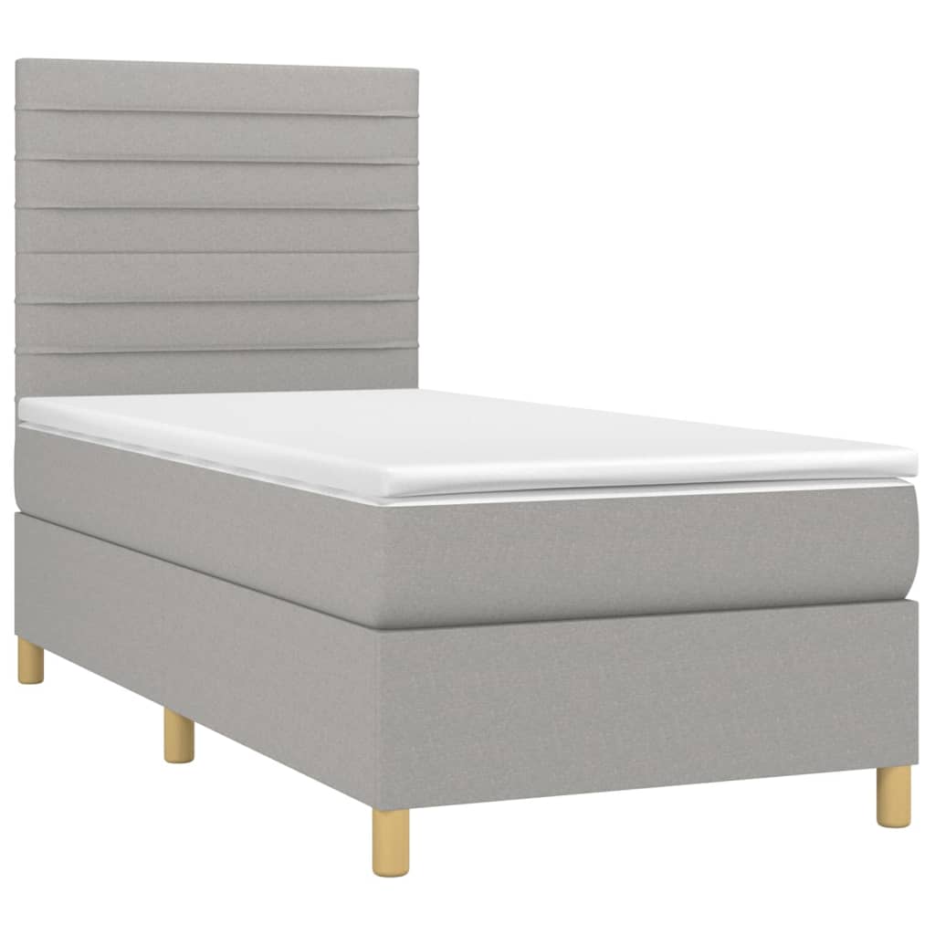 Sommier à lattes de lit et matelas et LED Gris clair 90x190 cm - XIOS