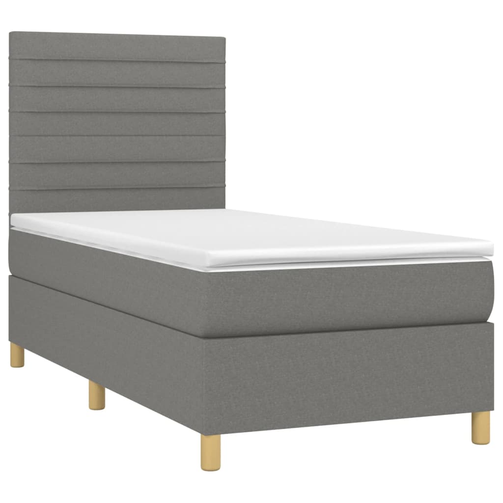 Sommier à lattes de lit et matelas et LED Gris foncé 90x190 cm - XIOS