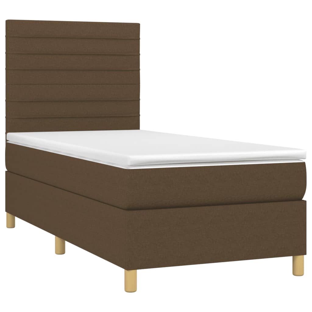 Sommier à lattes de lit et matelas et LED Marron foncé 90x200cm - XIOS