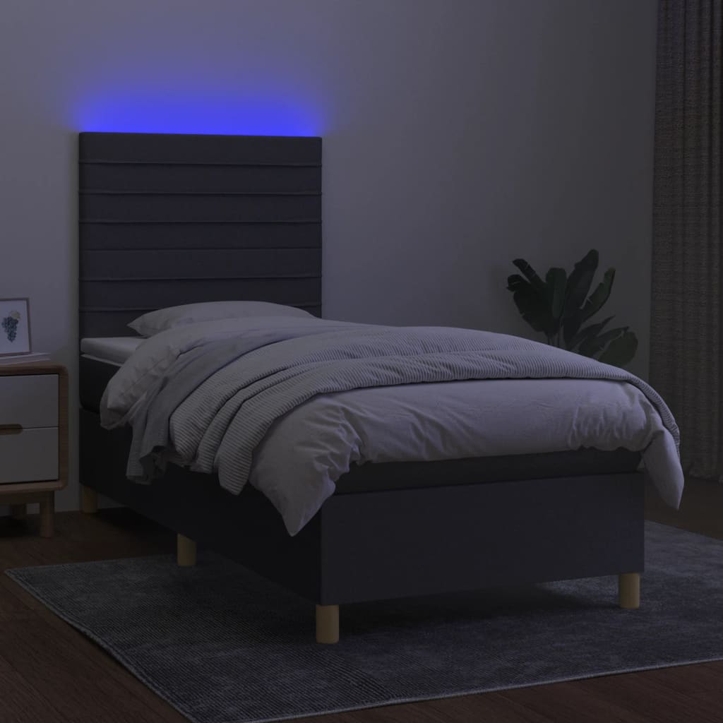 Sommier à lattes de lit et matelas et LED Gris foncé 100x200 cm - XIOS