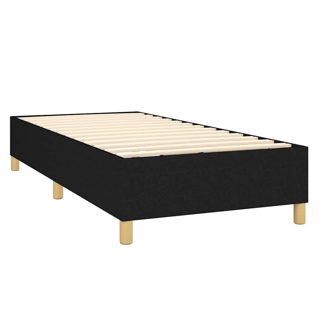 Sommier à lattes de lit et matelas et LED Noir 100x200 cm Tissu - XIOS