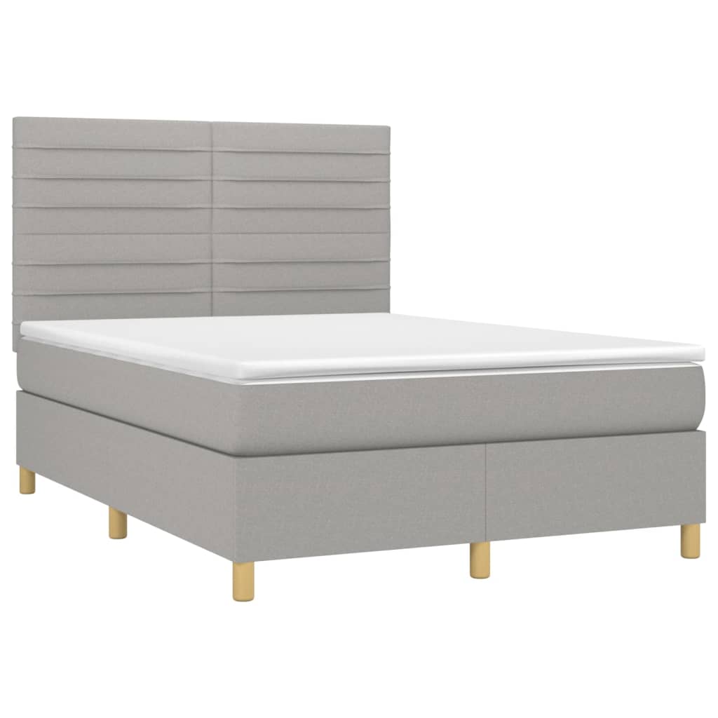 Sommier à lattes de lit et matelas et LED Gris clair 140x200 cm - XIOS