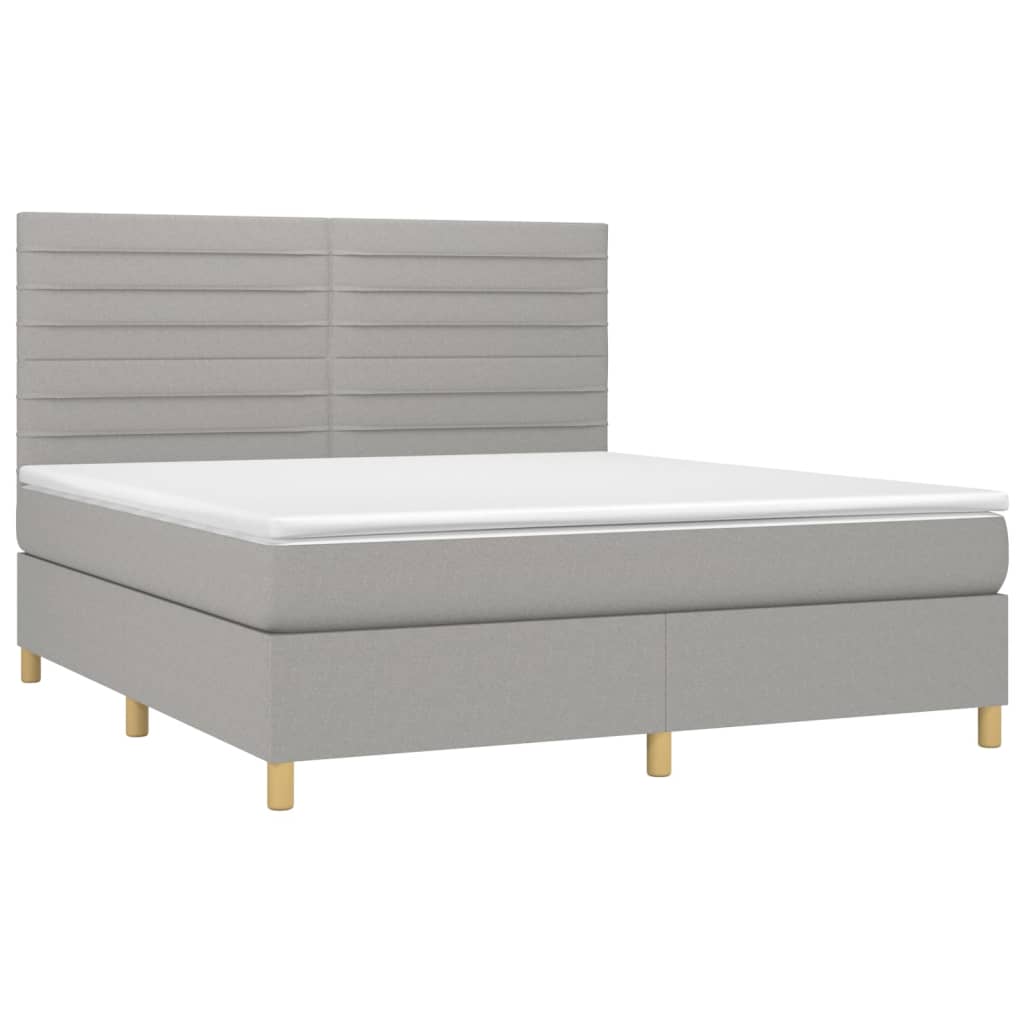 Sommier à lattes de lit matelas et LED Gris clair 160x200 cm - XIOS