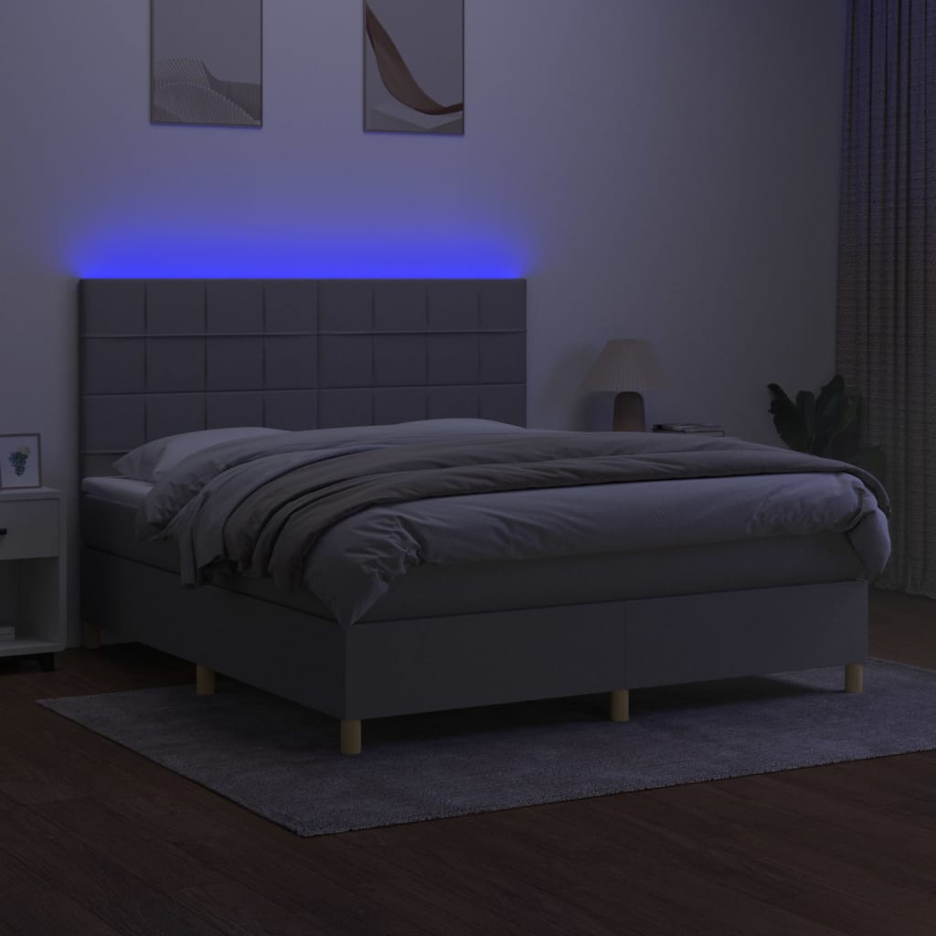 Sommier à lattes de lit matelas et LED Gris clair 160x200 cm - XIOS