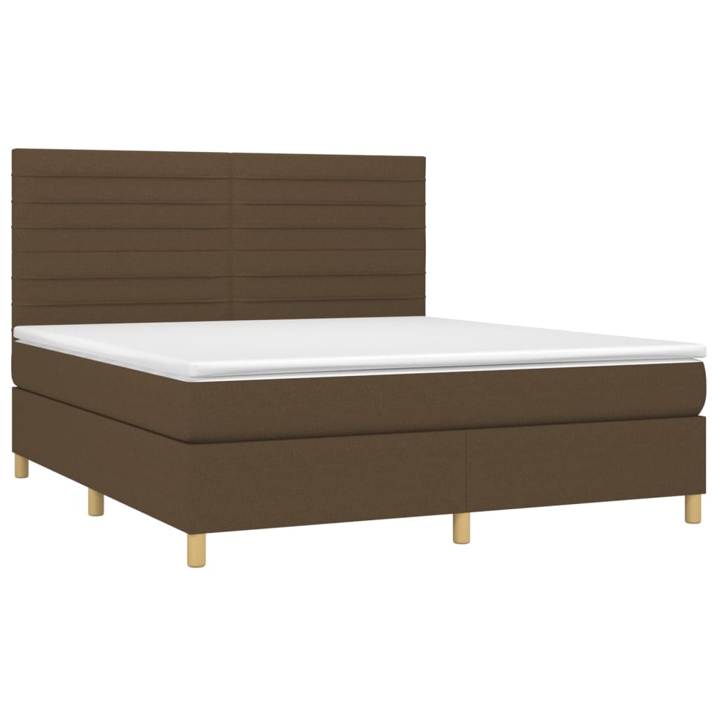 Sommier à lattes de lit matelas et LED Marron foncé 160x200 cm - XIOS