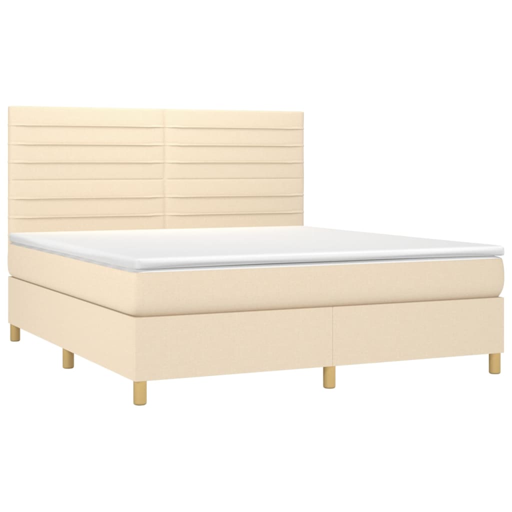 Sommier à lattes de lit et matelas et LED Crème 160x200cm Tissu - XIOS