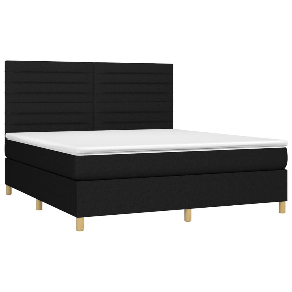 Sommier à lattes de lit et matelas et LED Noir 180x200 cm Tissu - XIOS