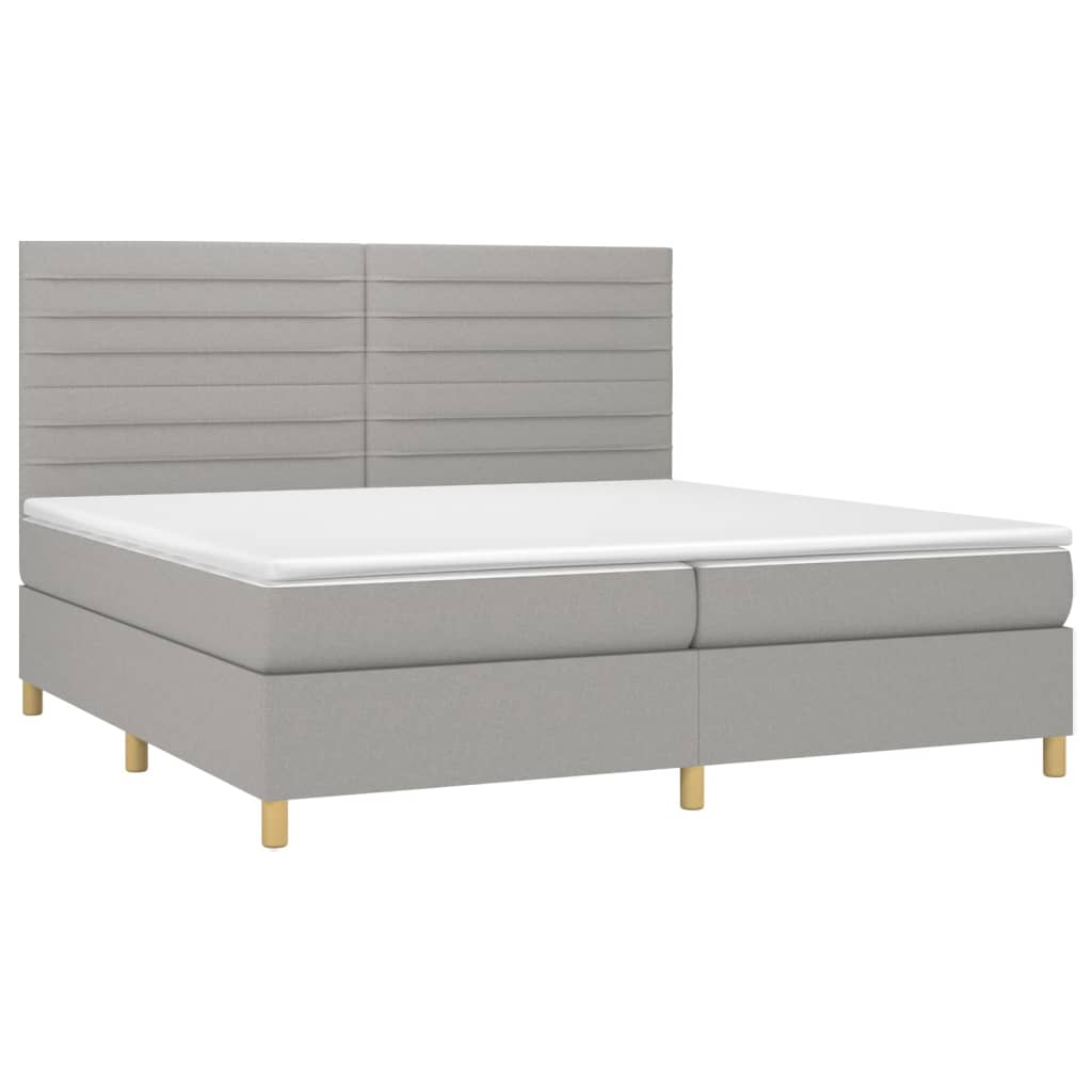 Sommier à lattes de lit matelas et LED Gris clair 200x200 cm - XIOS