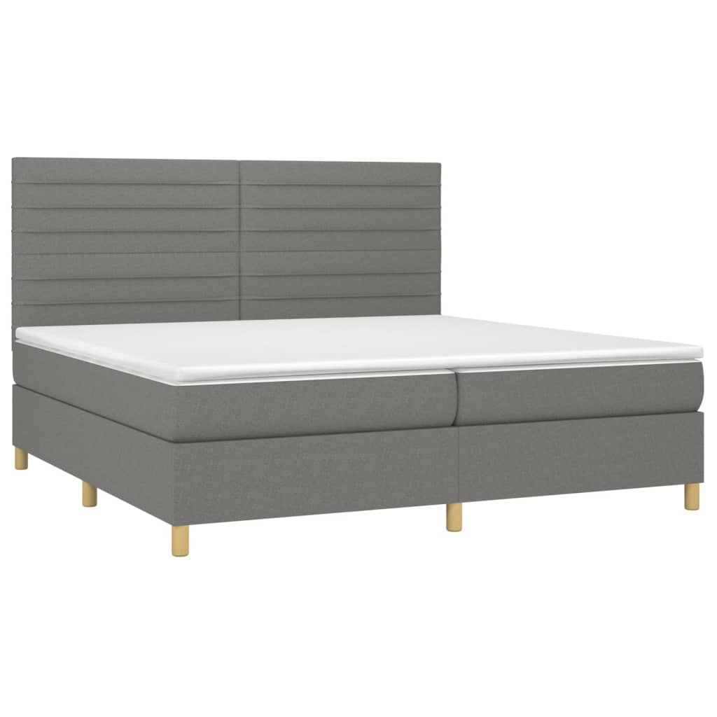 Sommier à lattes de lit et matelas et LED Gris foncé 200x200 cm - XIOS
