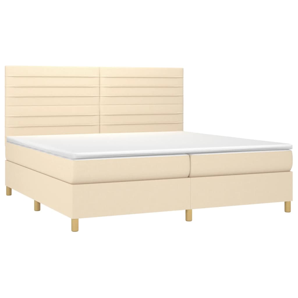 Sommier à lattes de lit et matelas et LED Crème 200x200cm Tissu - XIOS