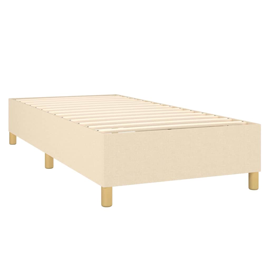 Sommier à lattes de lit et matelas et LED Crème 90x190 cm Tissu