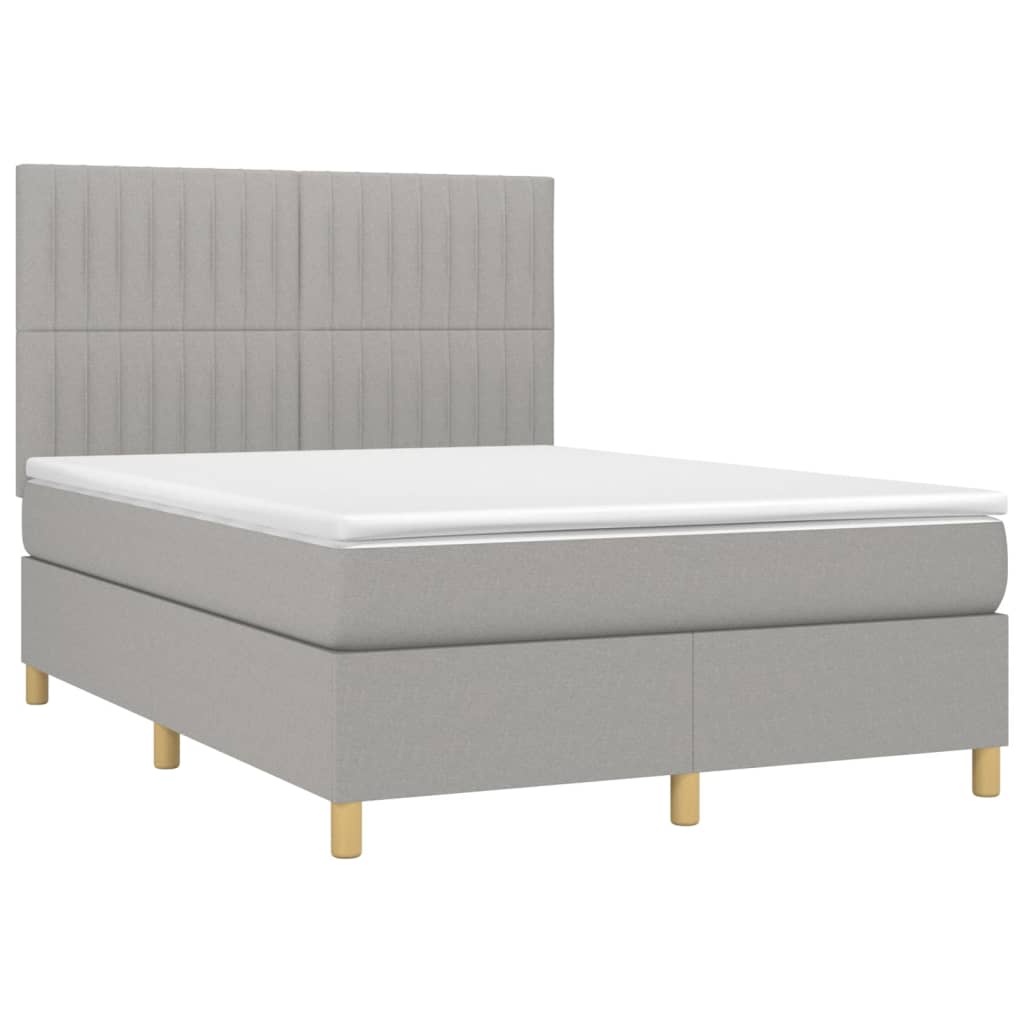 Sommier à lattes de lit et matelas et LED Gris clair 140x200 cm - XIOS
