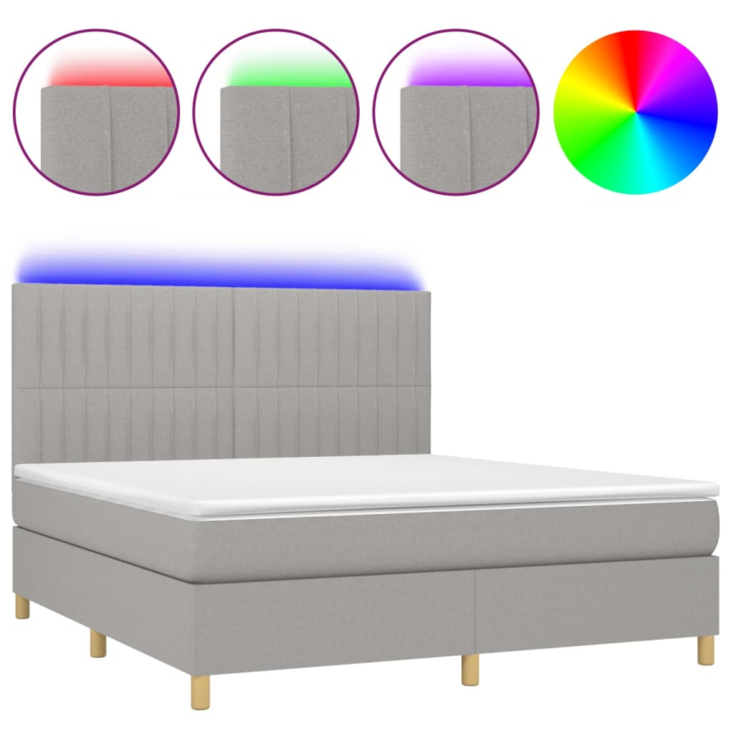 Sommier à lattes de lit matelas et LED Gris clair 160x200 cm - XIOS