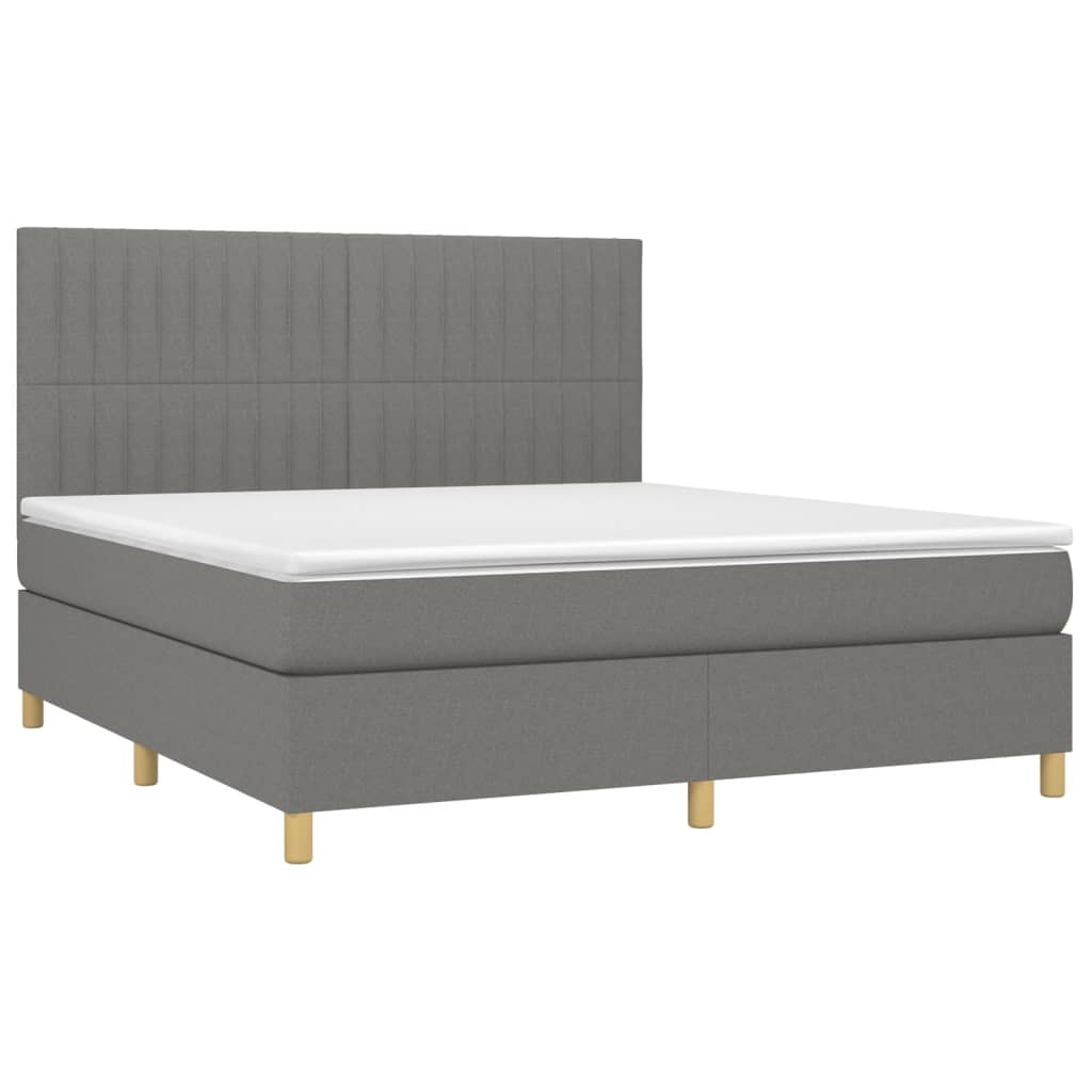 Sommier à lattes de lit et matelas et LED Gris foncé 160x200 cm - XIOS