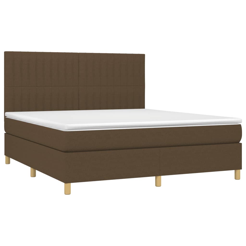 Sommier à lattes de lit matelas et LED Marron foncé 160x200 cm - XIOS