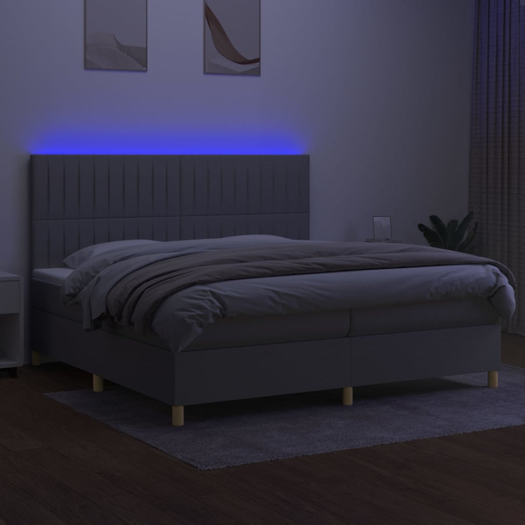 Sommier à lattes de lit matelas et LED Gris clair 200x200 cm - XIOS