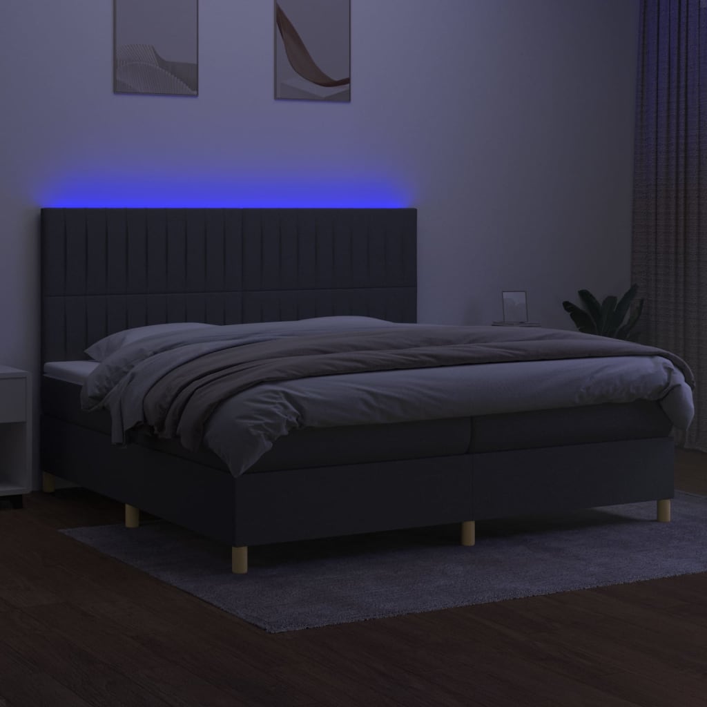 Sommier à lattes de lit et matelas et LED Gris foncé 200x200 cm - XIOS