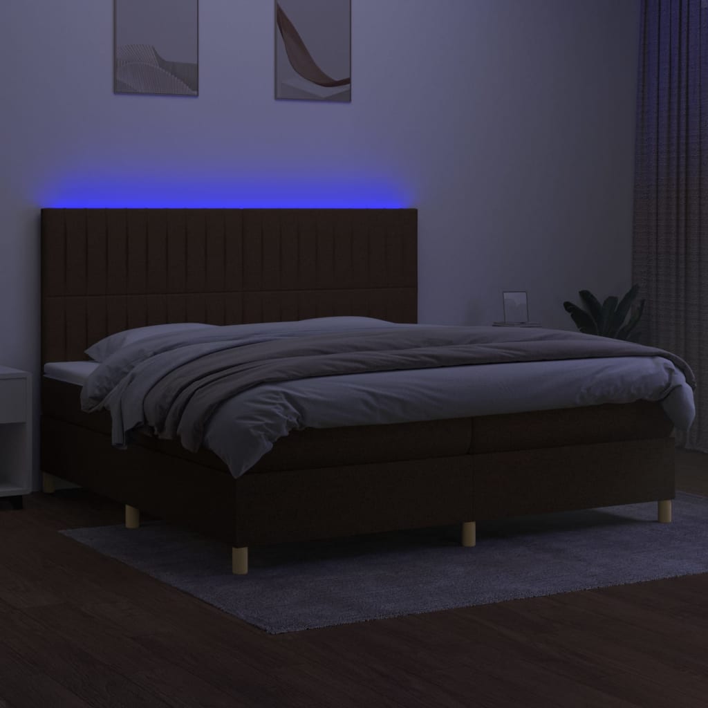 Sommier à lattes de lit matelas et LED Marron foncé 200x200 cm - XIOS