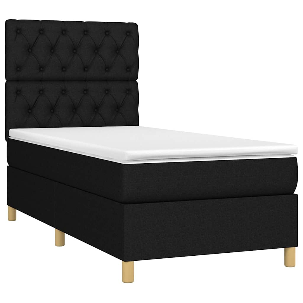 Sommier à lattes de lit et matelas et LED Noir 80x200cm Tissu - XIOS