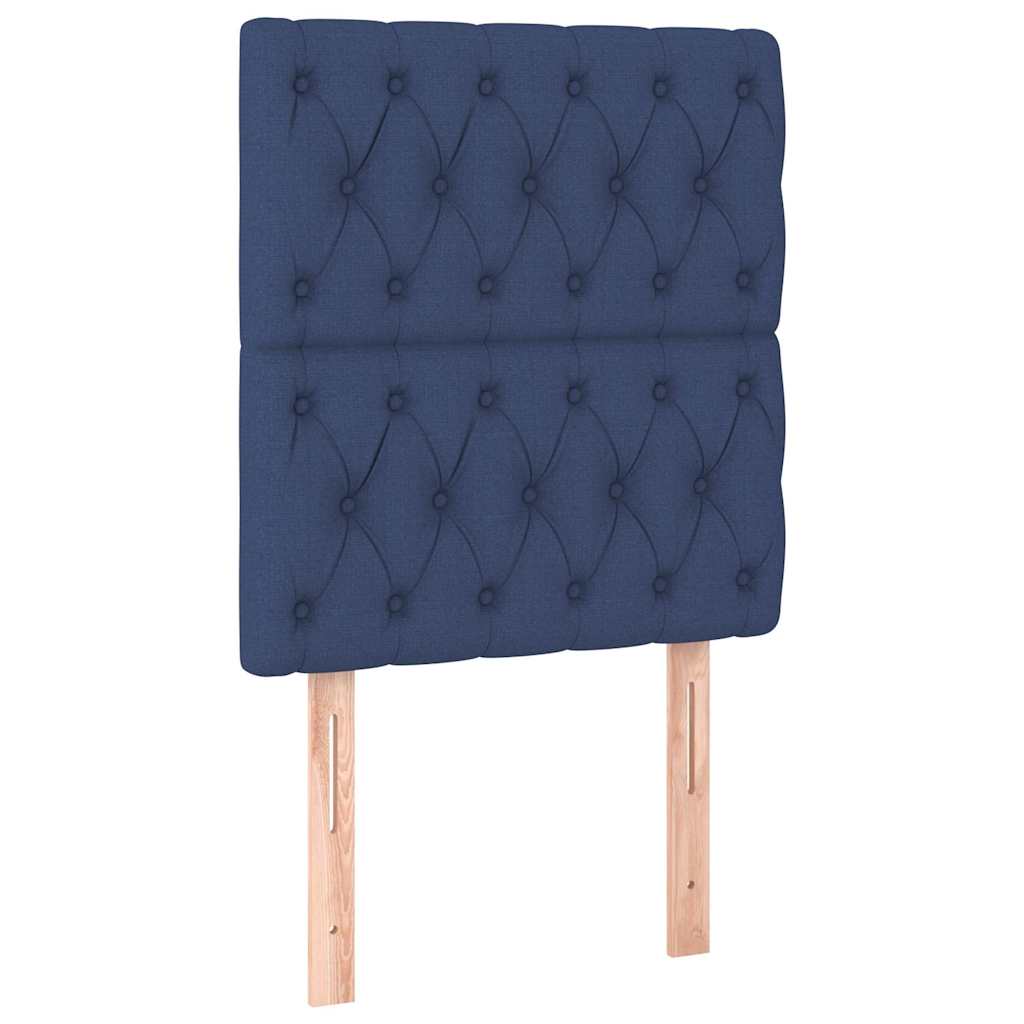 Sommier à lattes de lit et matelas et LED Bleu 80x200cm Tissu